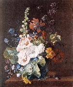 Hollyhocks and Other Flowers in a Vase sf HUYSUM, Jan van